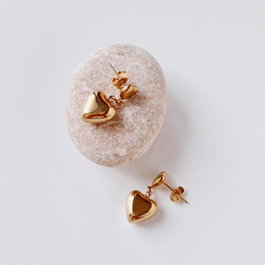 Heliophilia Silver Pendientes de Acero Dorado 2,5 cm